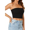 image:imageLYANER Womens Rib Knit Crop Tube Tops Basic Strapless Bandeau Summer Cropped Sleeveless ShirtSolid Black