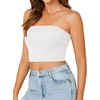 image:imageLYANER Womens Rib Knit Crop Tube Tops Basic Strapless Bandeau Summer Cropped Sleeveless ShirtWhite
