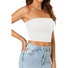 image:imageLYANER Womens Rib Knit Crop Tube Tops Basic Strapless Bandeau Summer Cropped Sleeveless ShirtWhite