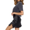 image:imageLYANER Womens Satin Silky Lace Trim Split Slit Hem Zipper High Wasit Mini Short SkirtBlack Solid