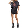 image:imageLYANER Womens Satin Silky Lace Trim Split Slit Hem Zipper High Wasit Mini Short SkirtBlack Solid
