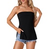 image:imageLYANER Womens Sexy Strapless Tank Backless Zipper Side Split Bandeau Tube Tops CamiSolid Black