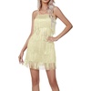 image:imageLYANER Womens Sexy Two Piece Outfit Fringe Sleeveless Cami and Short Skirt SetsGold