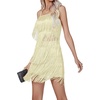 image:imageLYANER Womens Sexy Two Piece Outfit Fringe Sleeveless Cami and Short Skirt SetsGold