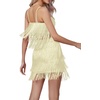 image:imageLYANER Womens Sexy Two Piece Outfit Fringe Sleeveless Cami and Short Skirt SetsGold