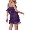 image:imageLYANER Womens Sexy Two Piece Outfit Fringe Sleeveless Cami and Short Skirt SetsPurple
