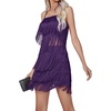 image:imageLYANER Womens Sexy Two Piece Outfit Fringe Sleeveless Cami and Short Skirt SetsPurple