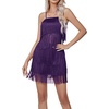 image:imageLYANER Womens Sexy Two Piece Outfit Fringe Sleeveless Cami and Short Skirt SetsPurple