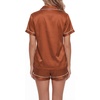 image:imageLYANER Womens Silky Satin Pajamas Set Short Sleeve Button Down Shirt With Shorts Pjs Set SleepwearBrown