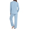 image:imageLYANER Womens Soft Modal Pajamas Long Sleeve Button Down PJS V Neck 2 Piece Sleepwear Lounge SetsAzure