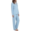 image:imageLYANER Womens Soft Modal Pajamas Long Sleeve Button Down PJS V Neck 2 Piece Sleepwear Lounge SetsAzure