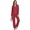 image:imageLYANER Womens Soft Modal Pajamas Long Sleeve Button Down PJS V Neck 2 Piece Sleepwear Lounge SetsWine Red