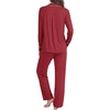 image:imageLYANER Womens Soft Modal Pajamas Long Sleeve Button Down PJS V Neck 2 Piece Sleepwear Lounge SetsWine Red