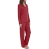 image:imageLYANER Womens Soft Modal Pajamas Long Sleeve Button Down PJS V Neck 2 Piece Sleepwear Lounge SetsWine Red
