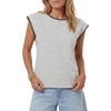 image:imageLYANER Womens Striped Lace Trim Round Neck Cap Sleeve Dressy Casual Top Tee ShirtsWhite