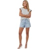 image:imageLYANER Womens Striped Lace Trim Round Neck Cap Sleeve Dressy Casual Top Tee ShirtsWhite