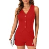 image:imageLYANER Womens Summer Rompers Dressy V Neck Sleeveless Slim Fit Blazer Vest Shorts Jumpsuit Trendy One Piece OutfitsRed