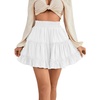 image:imageLYANER Women Elastic High Waist Pleated Casual Layer Ruffle Hem Flowy A Line Short SkirtWhite2