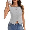 image:imageLYANER Womens Button Down Sleeveless Tank Tops Square Neck Going Out Crop Top Vest ShirtBlack