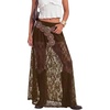 image:imageLYANER Womens Floral Lace Maxi Skirt High Waisted Flowy Sheer A Line Boho Skirts with Inner ShortsDark Brown