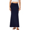 image:imageLYANER Womens Fold Over Waist Maxi Skirt Lightweight Floor Length Flared Long SkirtsNavy Blue