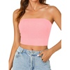 image:imageLYANER Womens Rib Knit Crop Tube Tops Basic Strapless Bandeau Summer Cropped Sleeveless ShirtPink