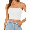 image:imageLYANER Womens Rib Knit Crop Tube Tops Basic Strapless Bandeau Summer Cropped Sleeveless ShirtWhite