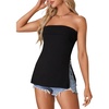 image:imageLYANER Womens Sexy Strapless Tank Backless Zipper Side Split Bandeau Tube Tops CamiSolid Black