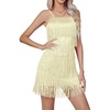image:imageLYANER Womens Sexy Two Piece Outfit Fringe Sleeveless Cami and Short Skirt SetsGold