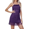 image:imageLYANER Womens Sexy Two Piece Outfit Fringe Sleeveless Cami and Short Skirt SetsPurple