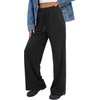 image:imageLYANER Womens Drawstring Tie Elastic Mid Rise Split Hem Casual Long Pants with PocketsBlack