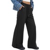 image:imageLYANER Womens Drawstring Tie Elastic Mid Rise Split Hem Casual Long Pants with PocketsBlack