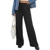 image:imageLYANER Womens Drawstring Tie Elastic Mid Rise Split Hem Casual Long Pants with PocketsBlack