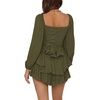 image:imageLYANER Womens Jumpsuit Lantern Long Sleeve Ruffle Layer Tie Mini Short RomperArmy Green