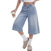 image:imageLYANER Womens Low Rise Wide Leg Baggy Y2k Bermuda Denim Jean Shorts with Pockets Light Blue Small