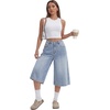 image:imageLYANER Womens Low Rise Wide Leg Baggy Y2k Bermuda Denim Jean Shorts with Pockets Light Blue Small