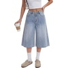 image:imageLYANER Womens Low Rise Wide Leg Baggy Y2k Bermuda Denim Jean Shorts with Pockets Light Blue Small