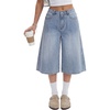 image:imageLYANER Womens Low Rise Wide Leg Baggy Y2k Bermuda Denim Jean Shorts with Pockets Light Blue Small