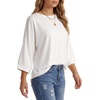 image:imageLYANER Womens Batwing 34 Sleeve Dressy Casual Tunic Tops  Round Neck Loose Fit Comfy Soft Work Office Blouse Shirts Trendy Outfits Fashion Spring ClothesWhite