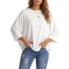 image:imageLYANER Womens Batwing 34 Sleeve Dressy Casual Tunic Tops  Round Neck Loose Fit Comfy Soft Work Office Blouse Shirts Trendy Outfits Fashion Spring ClothesWhite
