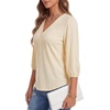 image:imageLYANER Womens Button V Neck 34 Sleeve Dressy Casual Blouse Tops T ShirtsLight Yellow