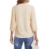 image:imageLYANER Womens Button V Neck 34 Sleeve Dressy Casual Blouse Tops T ShirtsLight Yellow
