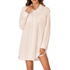 image:imageLYANER Womens Casual Button Down Shirt Dress Collared V Neck Long Sleeve Mini DressesBeige