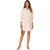 image:imageLYANER Womens Casual Button Down Shirt Dress Collared V Neck Long Sleeve Mini DressesBeige