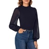 image:imageLYANER Womens Casual Mesh Sleeve Shirts Elegant Blouse Spring TopsNavy Blue
