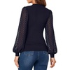 image:imageLYANER Womens Casual Mesh Sleeve Shirts Elegant Blouse Spring TopsNavy Blue