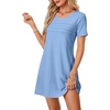 image:imageLYANER Womens Casual Short Sleeve Dress Pleated A Line Flowy Mini T Shirt DressAzure