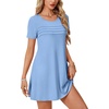 image:imageLYANER Womens Casual Short Sleeve Dress Pleated A Line Flowy Mini T Shirt DressAzure