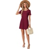image:imageLYANER Womens Casual Short Sleeve Dress Pleated A Line Flowy Mini T Shirt DressDark Red