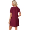 image:imageLYANER Womens Casual Short Sleeve Dress Pleated A Line Flowy Mini T Shirt DressDark Red